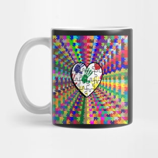 Autism Awareness & Support Puzzle Pieces, Heart Graphic Art Design face masks, Phone Cases, Apparel & Gifts Mug